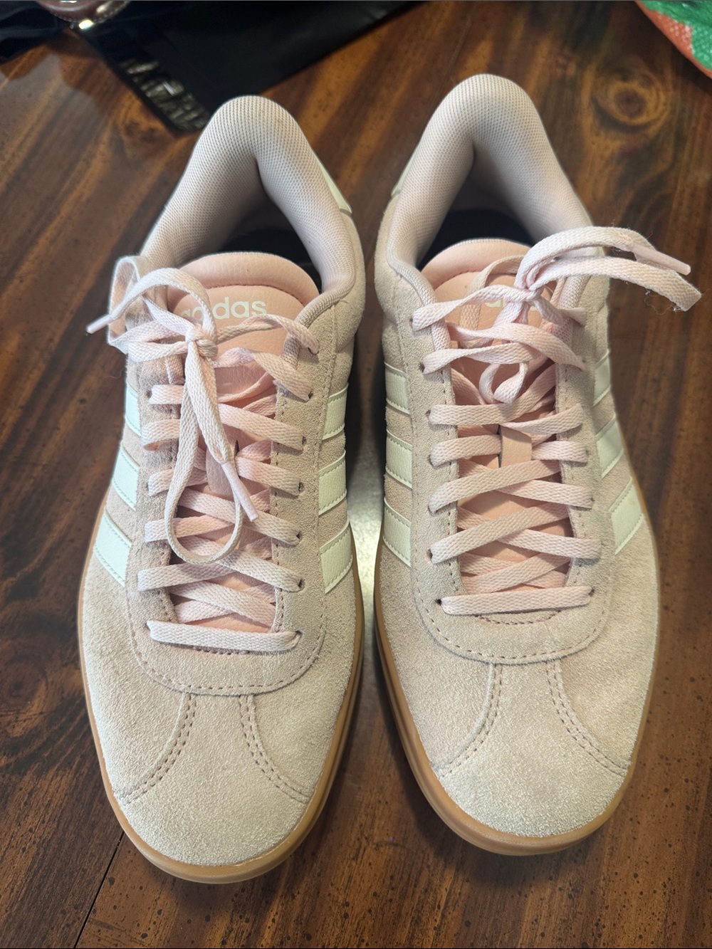 adidas Womens Light Pink Suede Low-Top Sneakers